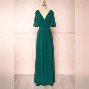 NWT, Boutique 1861, Adelphia Green, V-Neck Chiffon Maxi Dress, Size Small